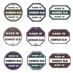 Fototapeta premium Set of Made In CONGO DEMOCRATIC REPUBLIC Labels Ready to use for Product Emblem