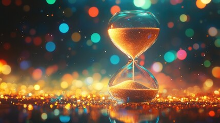 Hourglass on a Glittery Background