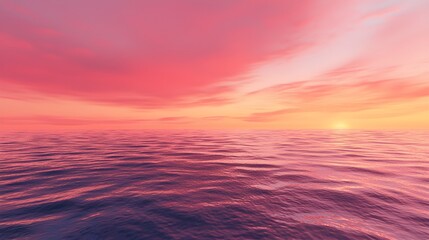 Obraz premium A sunset over a calm ocean with the sky ablaze in shades of pink and orange