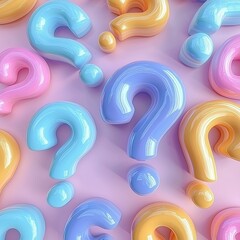 Colored question marks background concept. 3d rendering.