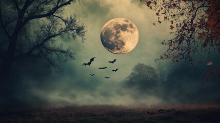 Naklejka premium Mysterious Forest Night