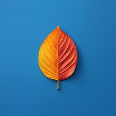 Autumn leaves on a blue background one leaf is different from the others - abstract vision be different unique personality or standing out from the crowd leadership quality.