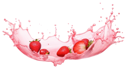 PNG Strawberry milk splash border fruit plant food.