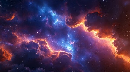 Colorful cosmic nebula in deep space.