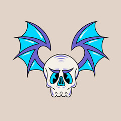 Doodle cute character illustration winged skull sticker