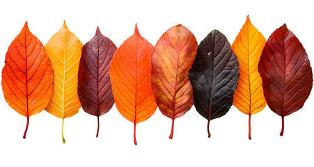 Obraz premium Vibrant autumn leaves in a gradient of colors: red, orange, and yellow
