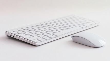 A wireless keyboard and mouse combo, isolated on a white background