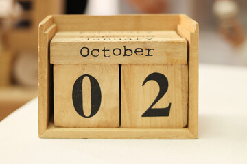 October 2. Date of October month. Number Cube , date 2,appointment date with number cube design for background.Calendar for October. Autumn