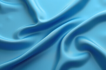 Fototapeta premium Smooth blue satin fabric with elegant folds and soft texture