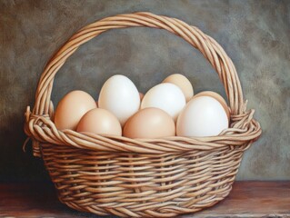 Hand-gathered eggs in a wicker basket