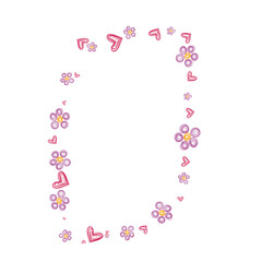 Cute hand painted heart and flower decorative frame. Beautiful decoration in children's style.