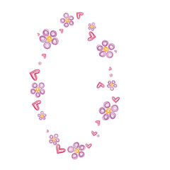 Cute hand painted heart and flower decorative frame. Beautiful decoration in children's style.