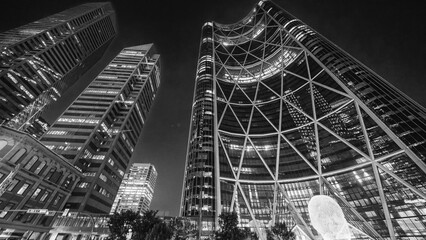 Calgary, Alberta. Downtown streets and buildings at night