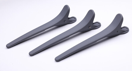 Plastic clothespins on a white background