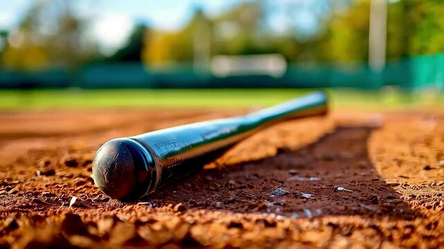 a baseball bat  and  ball  on  the field