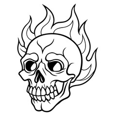 Obraz premium flaming skull head drawing