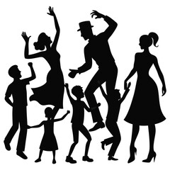 Silhouettes Of Family Person And People Dancing Vector Illustrations

