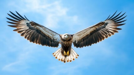 Obraz premium Majestic Eagle in Flight against Blue Sky