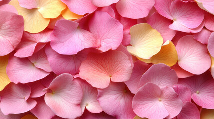 Close-up of Pink and Yellow Flower Petals Background