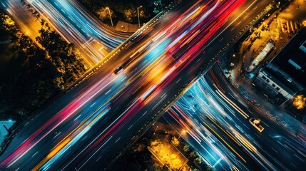 Night Lights of Urban Freeway