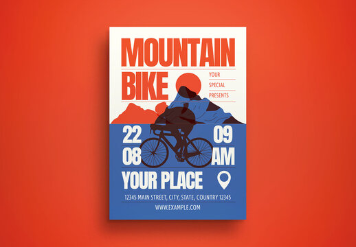 Orange Blue Risograph Mountain Bike Flyer Layout
