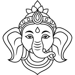 ganesha head drawing outline
