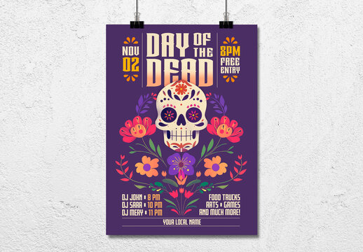 Day of the Dead Party Poster with AI Illustrations