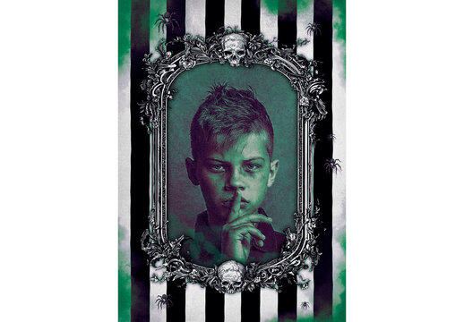 Halloween Beetle Horror Photo Effect with AI illustration Elements