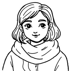 girl cozy time sketch drawing