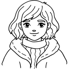 girl cozy time sketch drawing