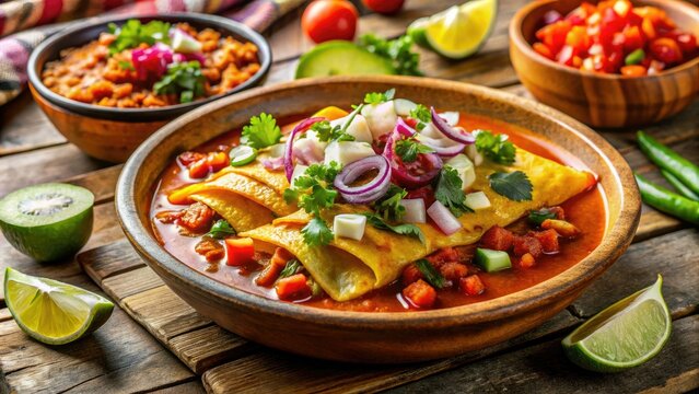Experience the lively colors and rich textures of empachado, featuring succulent meats, fresh vegetables, and robust spices, capturing the essence of Latin American cuisine.