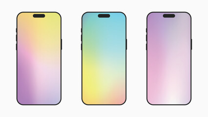 Set of Blank Modern Smartphones Isolated on White Background