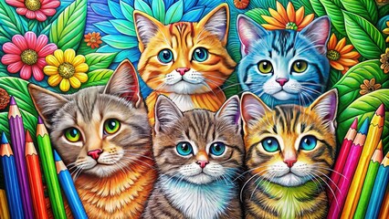 Charming cat-themed coloring pages for both kids and adults, featuring whimsical kittens and engaging designs. Perfect for inspiring creativity and providing a relaxing pastime.