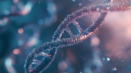 Detailed view of DNA structure illuminated in scientific setting showcasing intricate designs