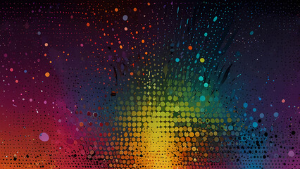 vibrant and dynamic comic halftone background featuring a mix of bold, colorful dots