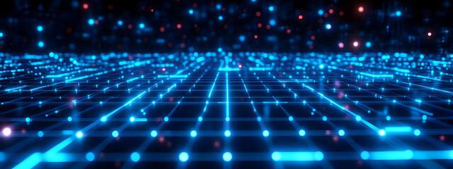 Fototapeta premium Abstract Glowing Blue Digital Grid Background