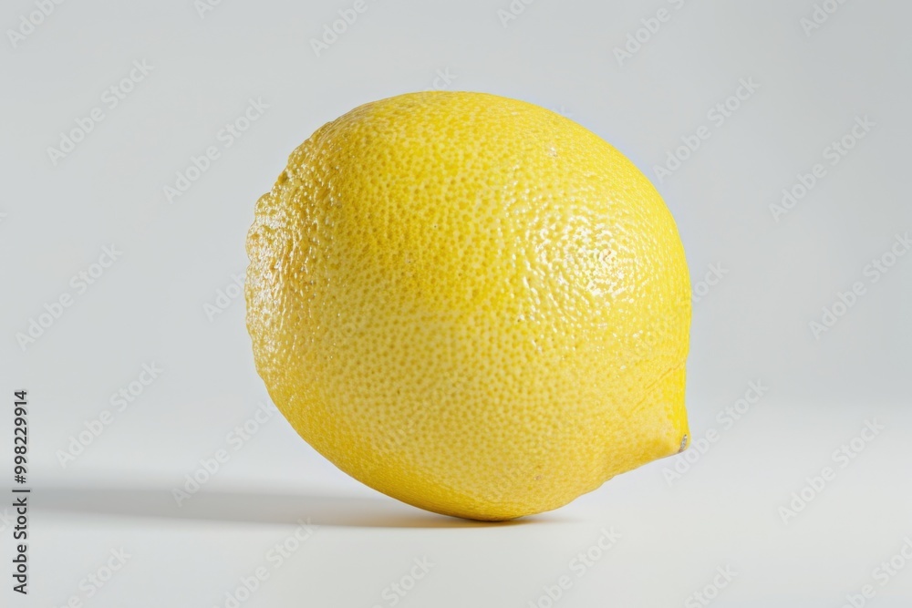 Poster A close-up view of a single lemon sitting on a white surface
