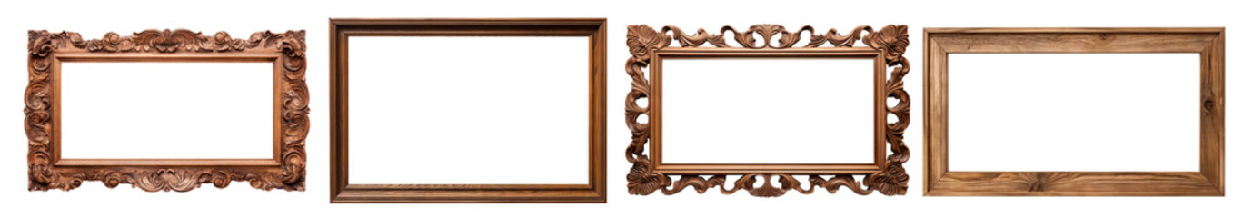 Set of wooden rectangular frames, cut out