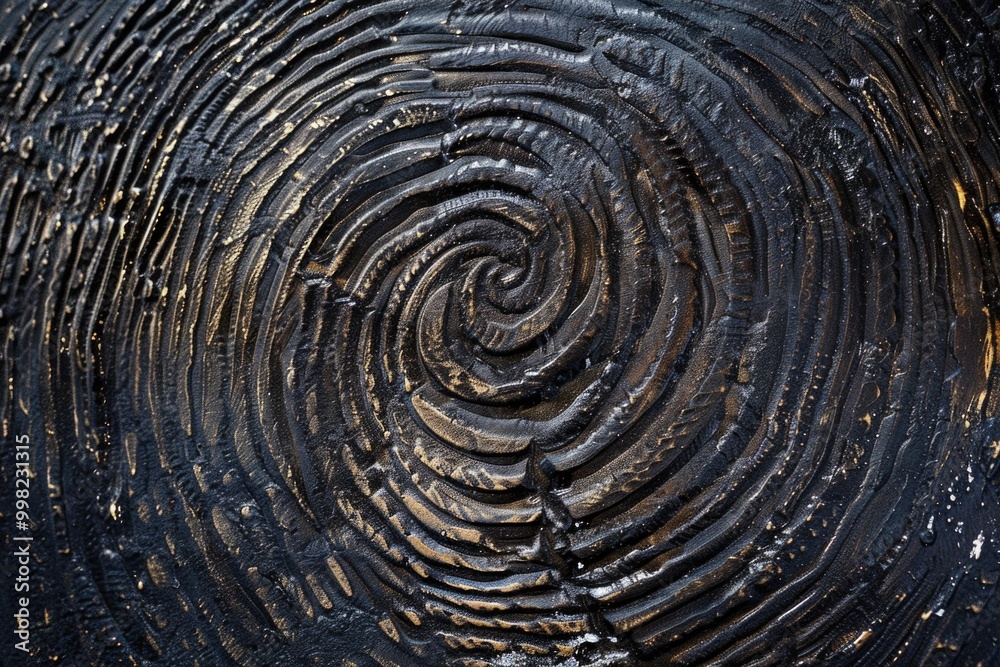 Poster close-up view of a wooden surface featuring a spiral design, suitable for use in designs and illustr