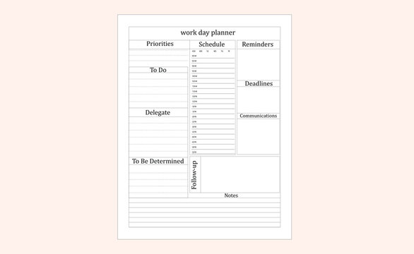 work day planner template - Powered by Adobe