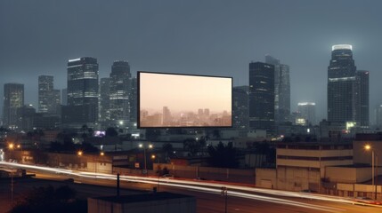 Fototapeta premium Cityscape with a Billboard at Night