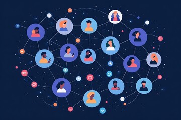 Illustration of interconnected people in a network.