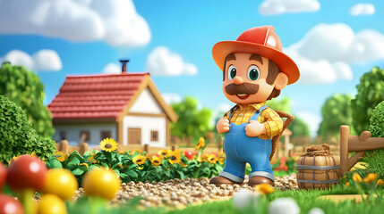 A Cartoon Character Cute A farmer