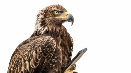 Obraz premium Happy Eagle with Smartphone