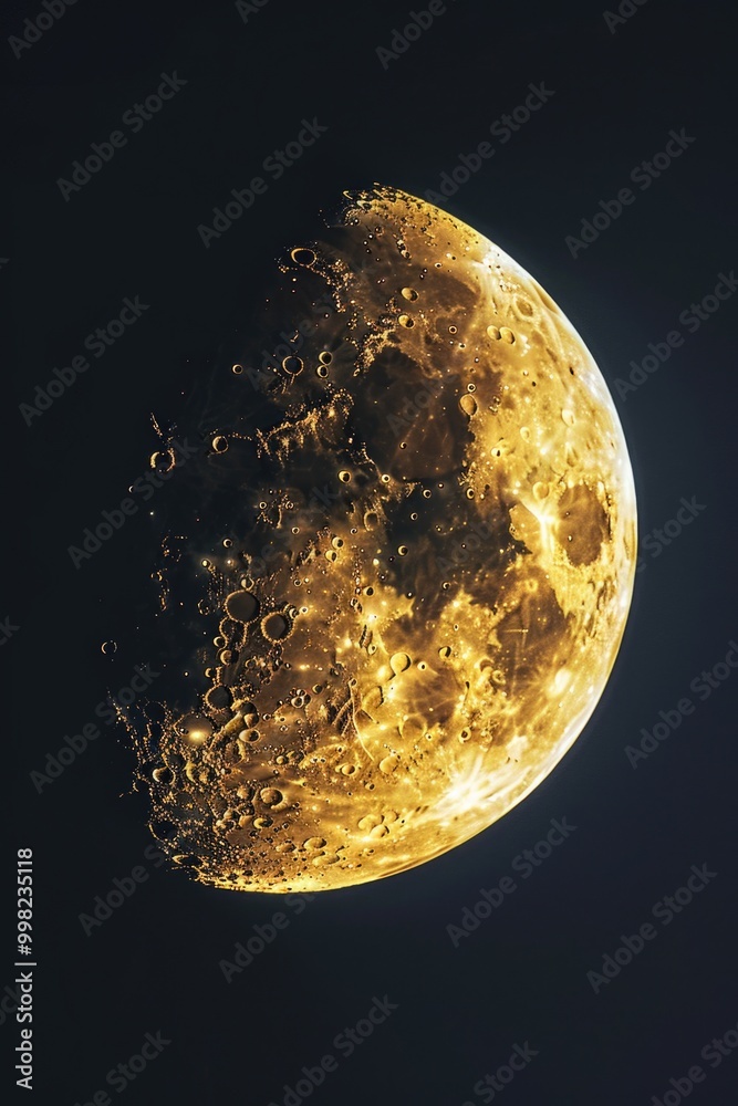 Poster a close-up shot of the moon shining brightly in a dark night sky, perfect for use in astronomy or sp