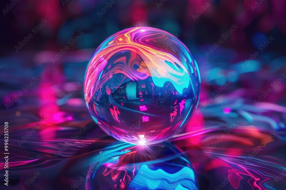 Aufkleber a glass ball sits on top of a table with a simple and elegant design
