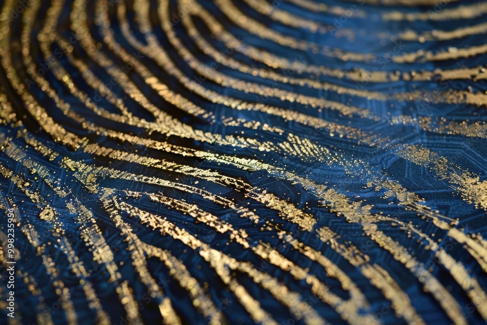 Aufkleber a close-up shot of a fingerprint on a blue surface, suitable for use in forensic or scientific conte
