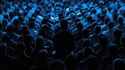 Obraz premium A crowd of individuals congregating in a darkened area, perfect for conveying a sense of mystery or secrecy