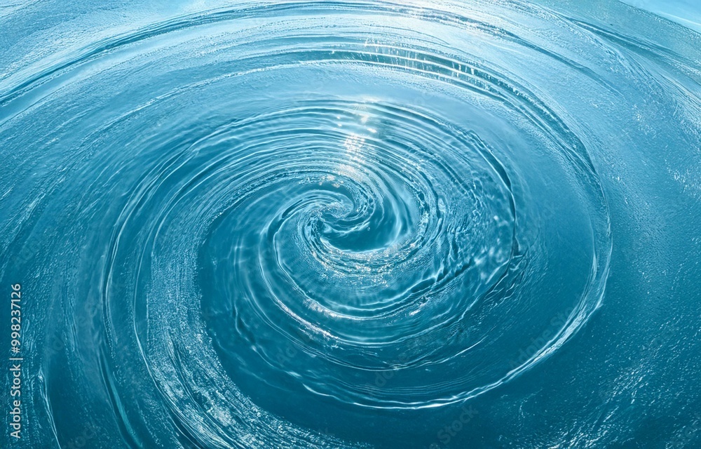 Aufkleber a close up view of a whirlpool of turquoise water in a calm pool.