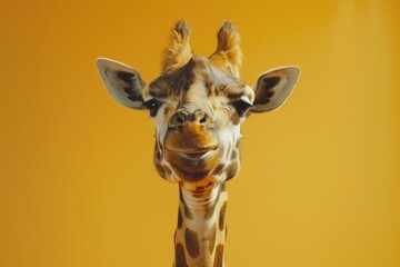 Adorable Giraffe Close-Up with Bright Background in Vibrant Colors